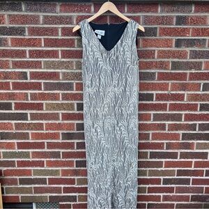 S.L. Fashion’s Women Cream Floral Lace and Black Layered V Neck Maxi Dress